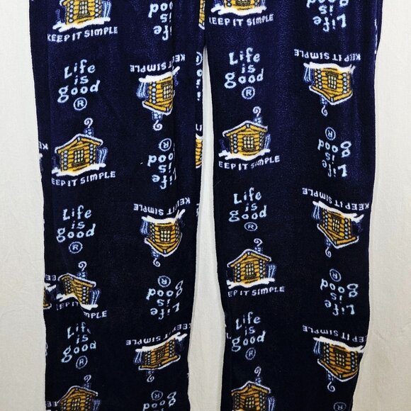 Life Is Good Men's Blue Fleece Pajama Lounge Pants Keep It Simple Cabin Medium - Picture 4 of 7